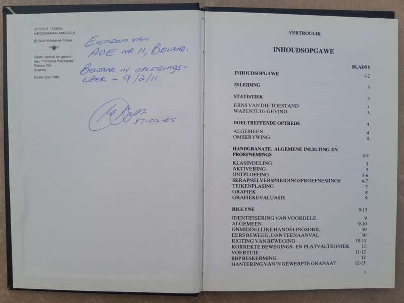 SAP OPTREDE TYDENS HANDGRANAAT-AANVALLE MANUAL