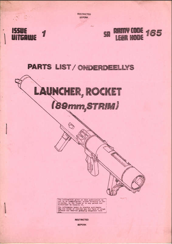 SADF PARTS LIST **89mm ROCKET**