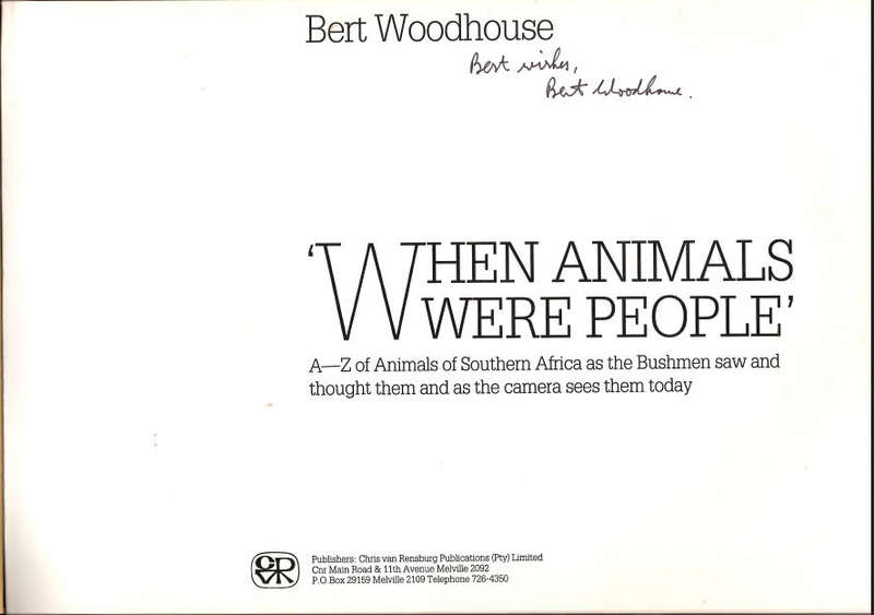 WHEN ANIMALS WERE PEOPLE San Rock Art **Signed Copy**