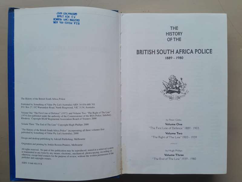 The History of the British South Africa Police 1889-1980