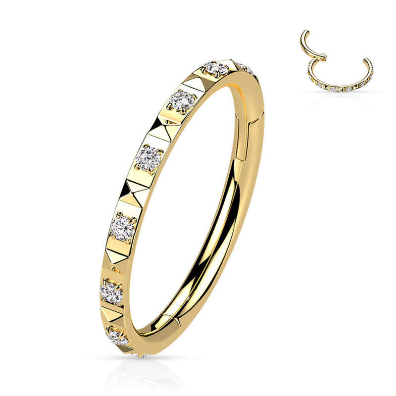 Gold plated titanium jewelled segment ring