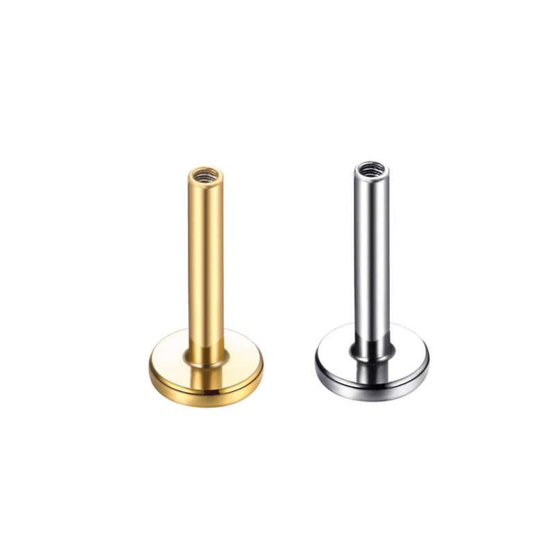 Gold plated titanium 4mm threadless post ONLY