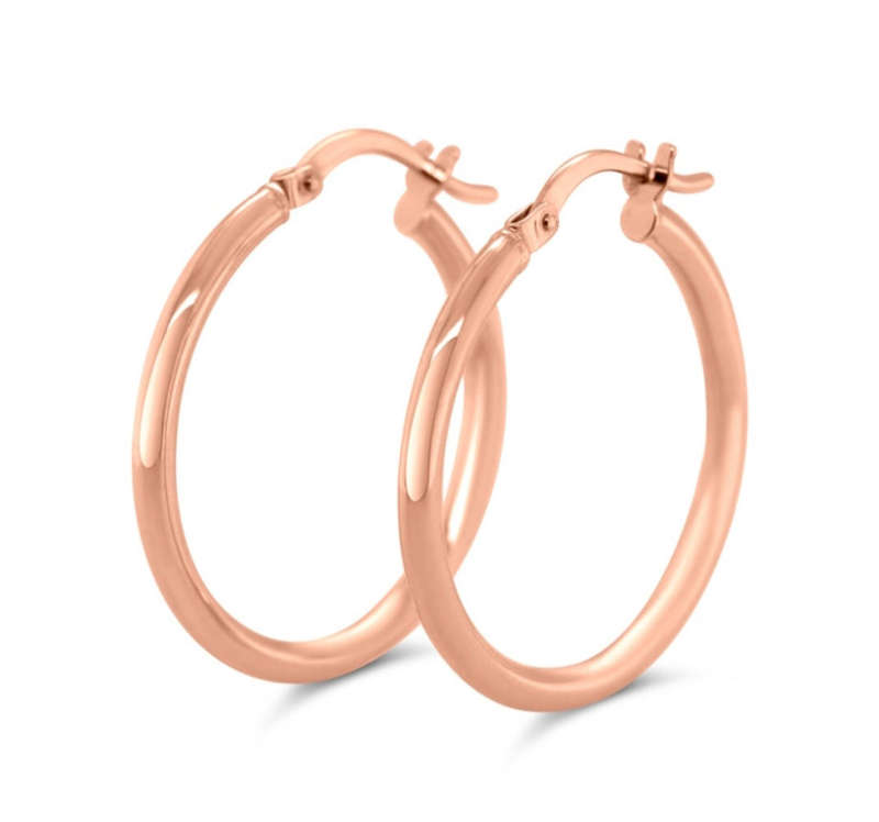 9ct Rose Gold Hoops - 17mm