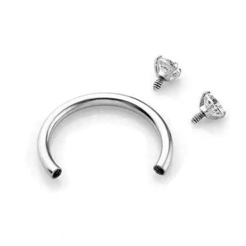Silver titanium circular barbell