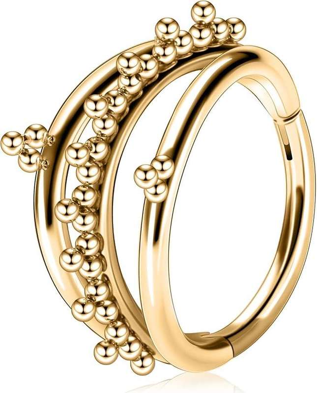 Triple hoop clicker earring - gold plated stainless steel