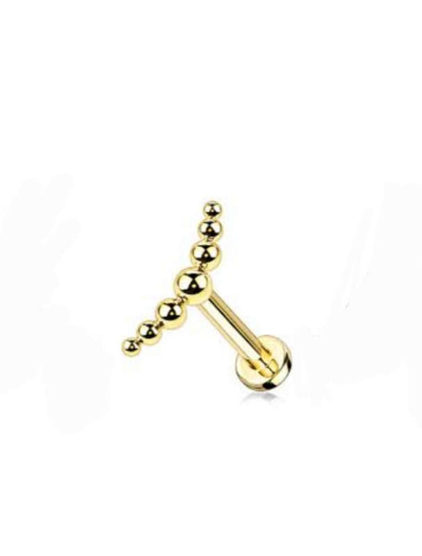 Gold plated curbed 7 tiny ball labret
