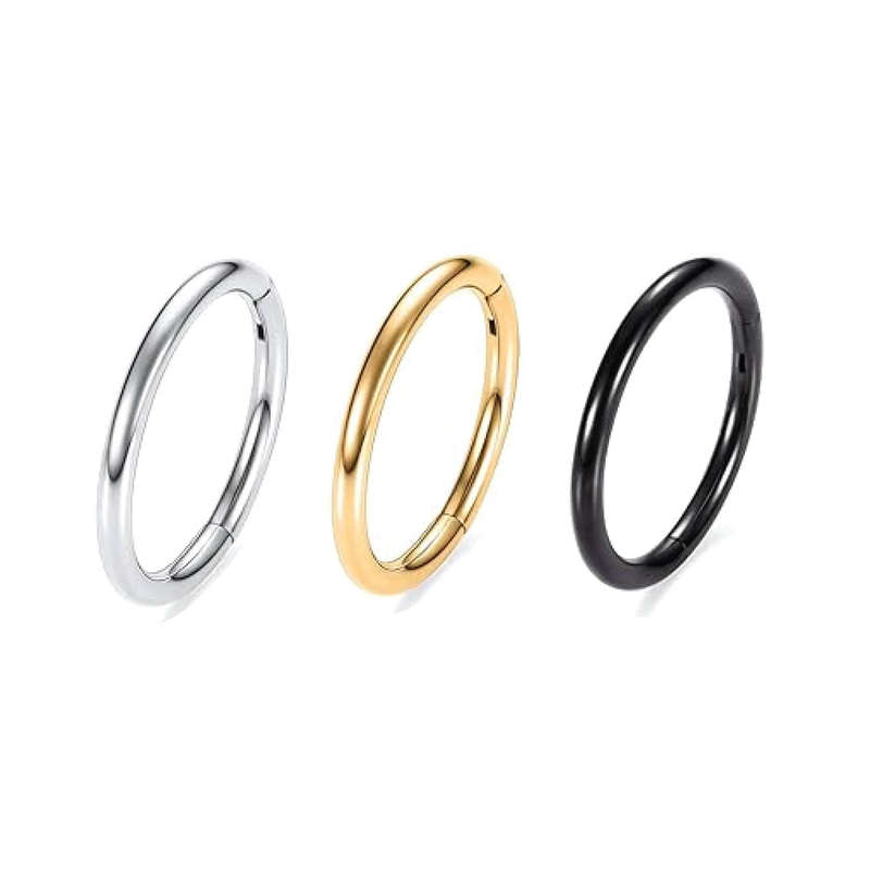 Clicker earring - gold plated titanium, 6mm, 1.6mm gauge
