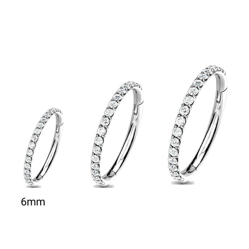 Clicker earring - silver titanium, 6mm, 1.6mm gauge