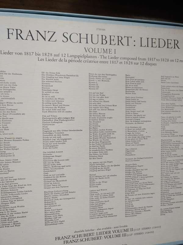 Franz Schubert - Lieder Vol. 1 - 12 LP Box Set - Deutsche Grammophon