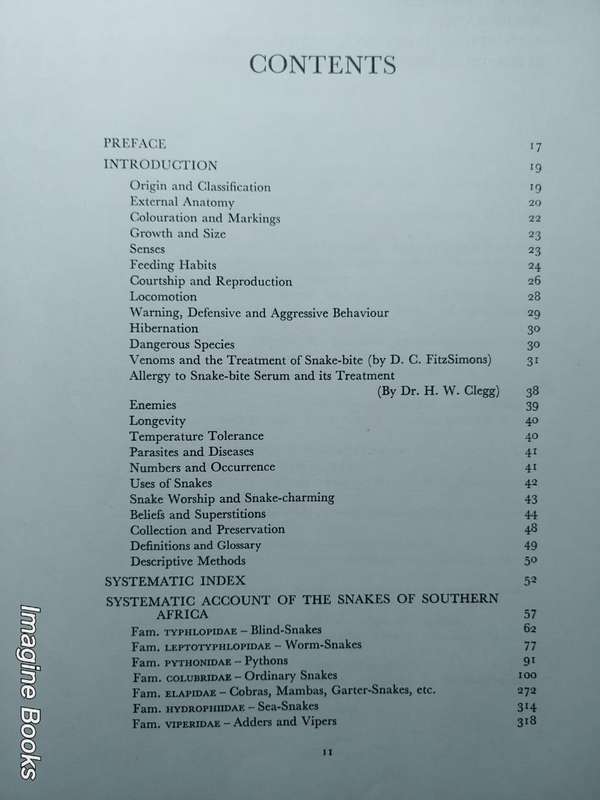 Snakes Of Southern Africa - FitzSimons 1962 edition