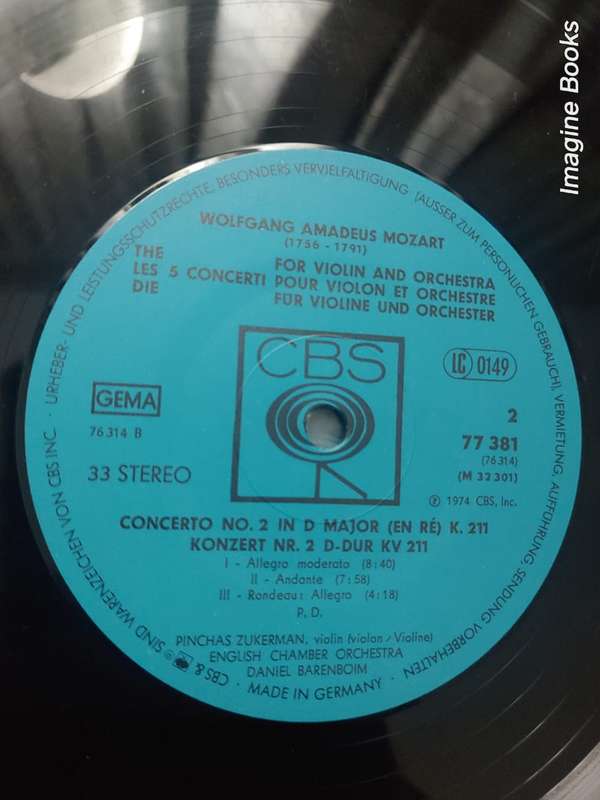Mozart Violinkonzerte - Zukerman/Barenboim - 3 LP Set