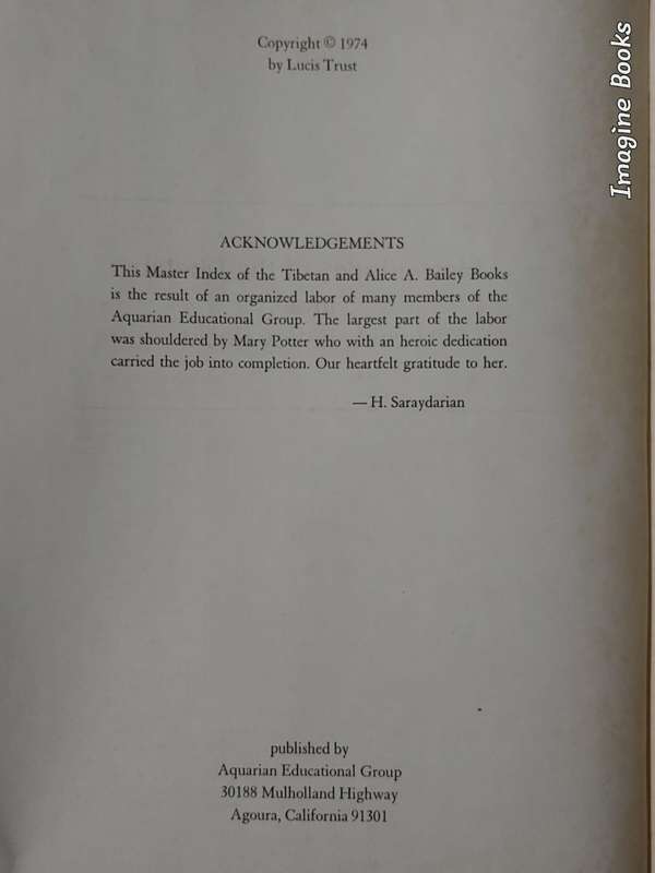 Master Index of the Tibetan and Alice Bailey Books
