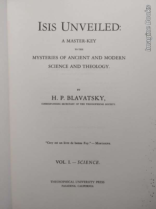 Isis Unveiled - Blavatsky - 2 Volume Set