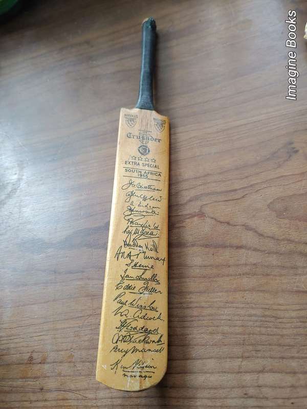 Crusader Miniature Cricket Bat - South Africa 1955 - Printed Autographs