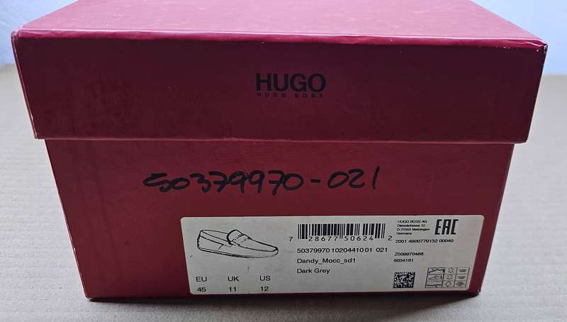 HUGO BOSS Men's Dandy Suede Moccasin Shoes - Dark Grey
