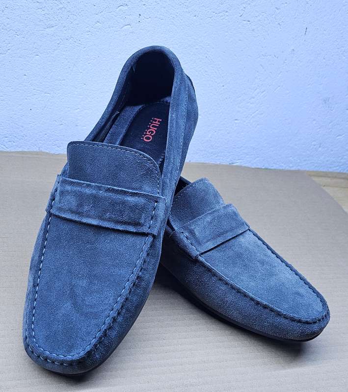 HUGO BOSS Men's Dandy Suede Moccasin Shoes - Dark Grey