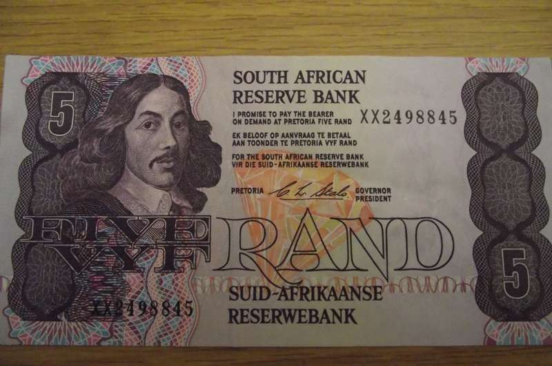 REPLACEMENT NOTE :  5 RAND : 1 st Issue : XX :   E / A : C L STALS  : 1990