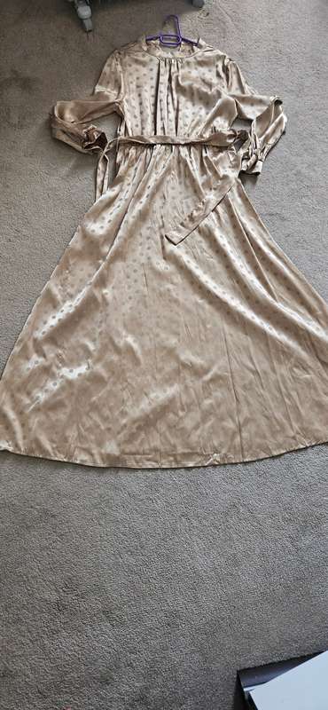 Stunning Satin belted ankle length dress size s/m