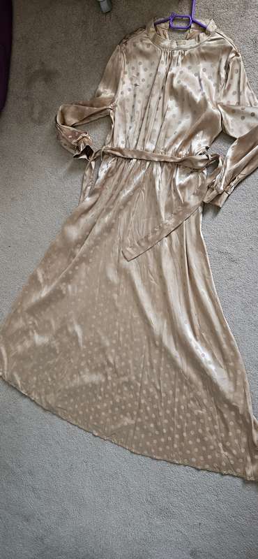 Stunning Satin belted ankle length dress size s/m