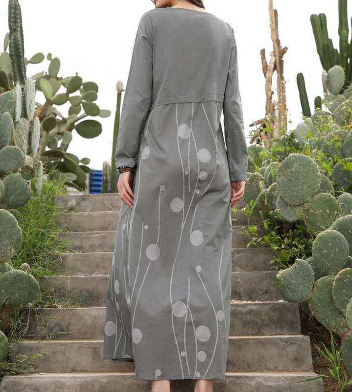 Beautiful grey cotton feel long dress with pockets size smalls