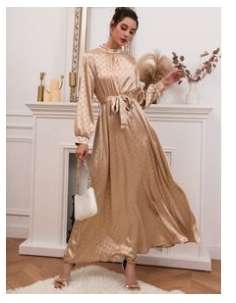 Stunning Satin belted ankle length dress size s/m