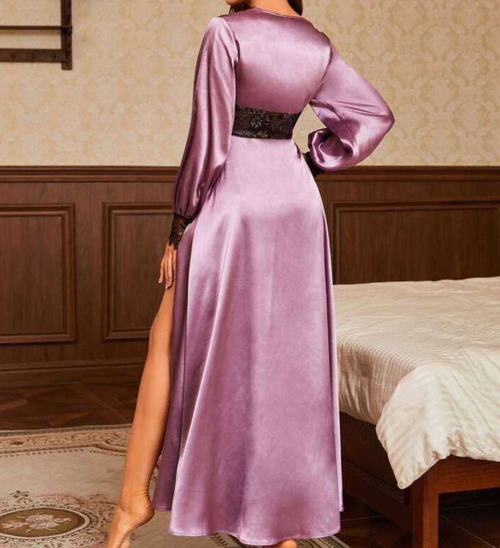 Stunning purple lace satin long throw