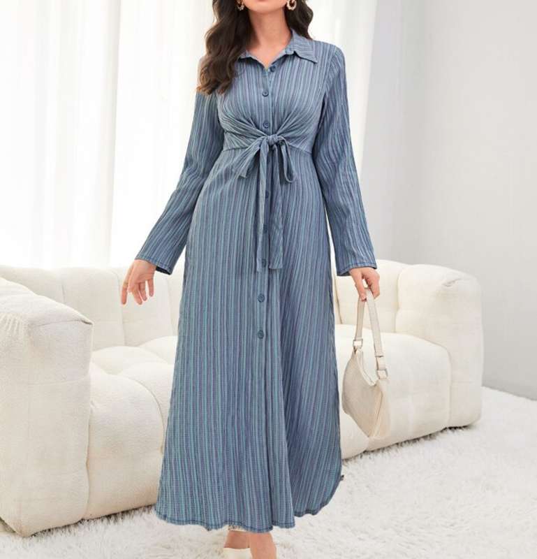 Dusty blue shirt dress with knotted front detail size M