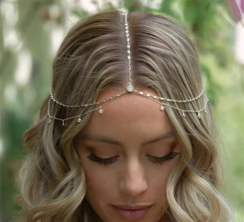 Angel head chain with rhinestones silver colour