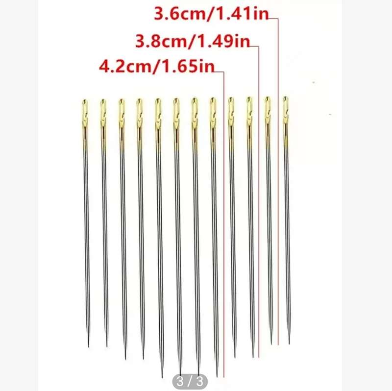 12 piece easy thread needles in storage holder
