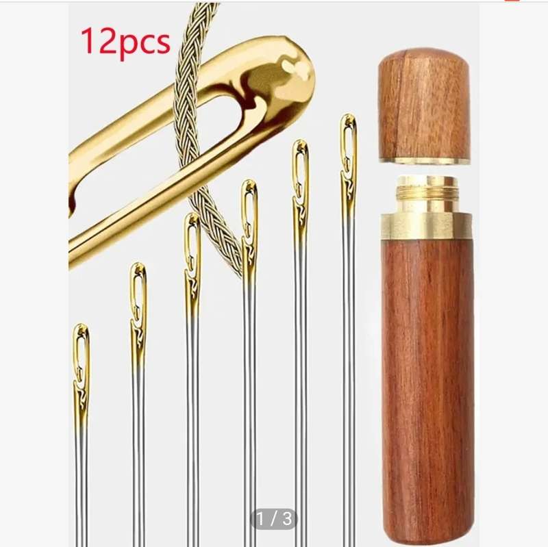 12 piece easy thread needles in storage holder