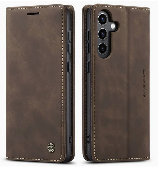 Samsung Galaxy A14 Suede Leather Cover with Card Slots and Magnetic Closure