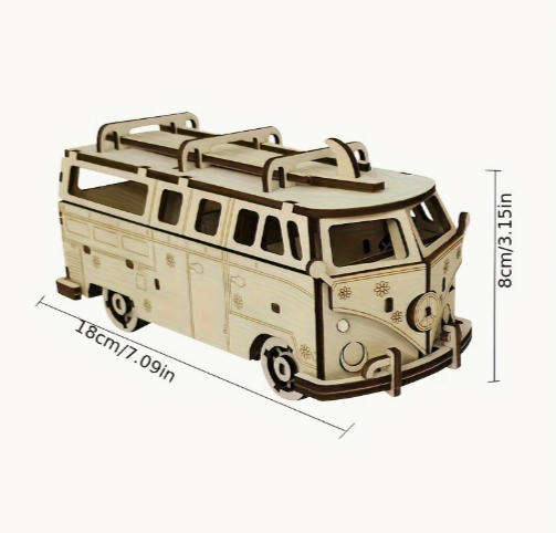 3D Wooden Puzzle Volkswagen Fleetline Wooden Car Model