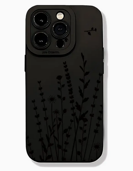 Apple IPhone 12 Pro Anti-Shock Protective Camera Cover Flower Blossoms Pattern - Black