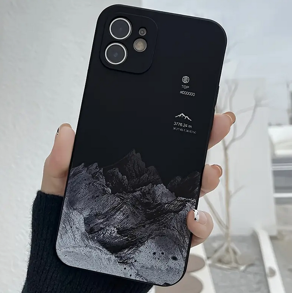 Apple IPhone 14 Pro Anti-Shock Protective Camera Cover Landscape Pattern - Black and White