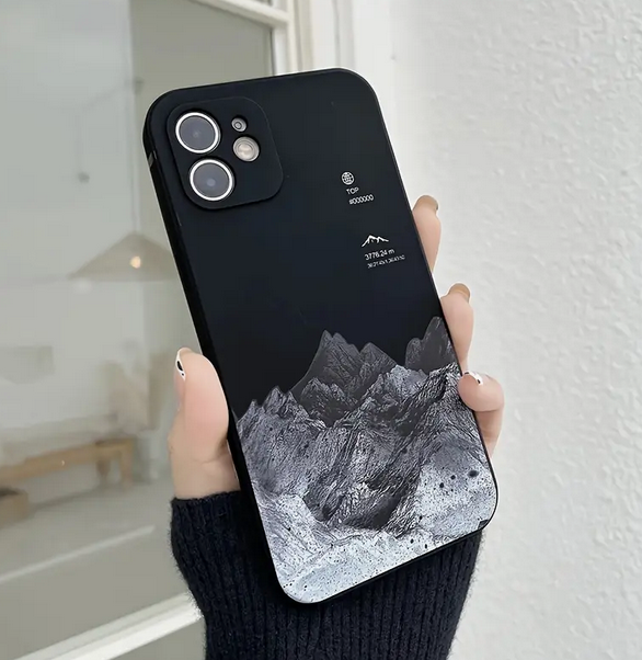 Apple IPhone 14 Pro Anti-Shock Protective Camera Cover Landscape Pattern - Black and White