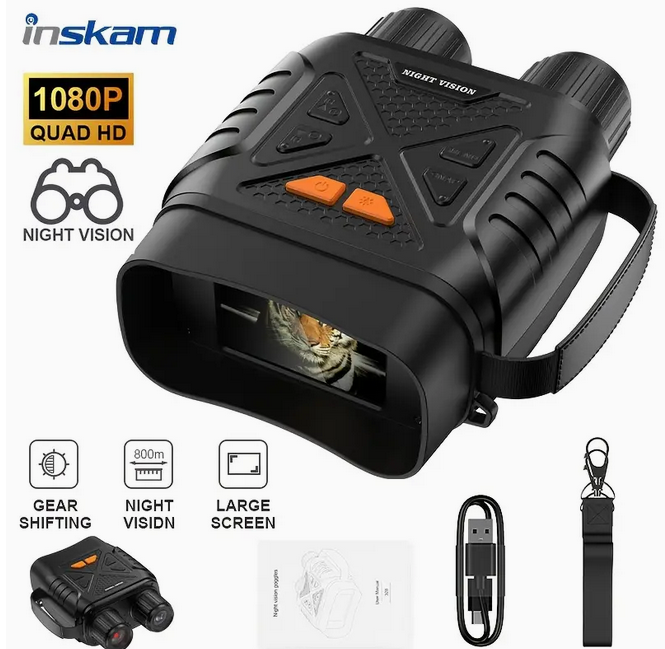 INSKAM Infrared Night Vision Scope 10X Magnification, 800m range, HD 1080P Digital Monocular