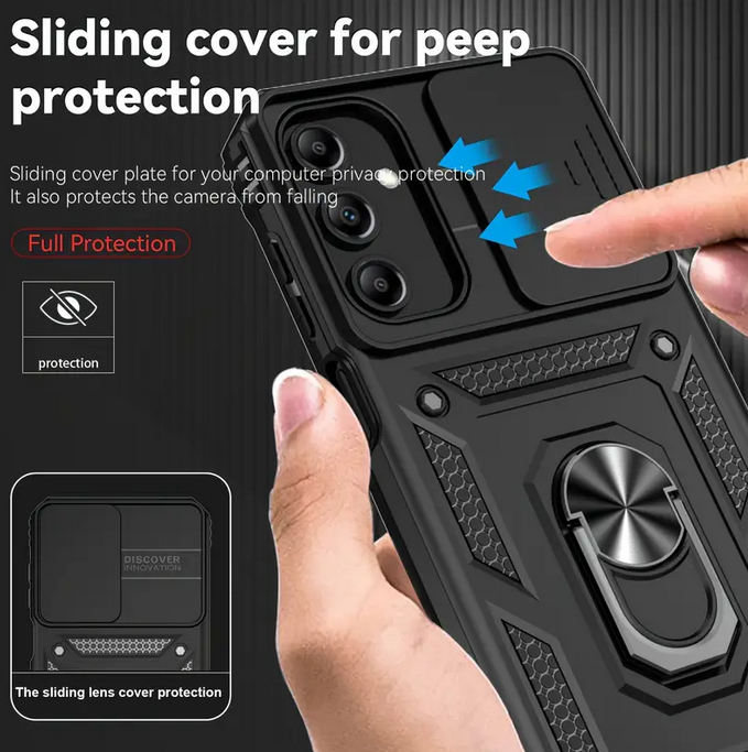 Samsung Galaxy A32 4G Heavy-Duty Phone Cover Slide Camera Lens Protection and Ring Stand