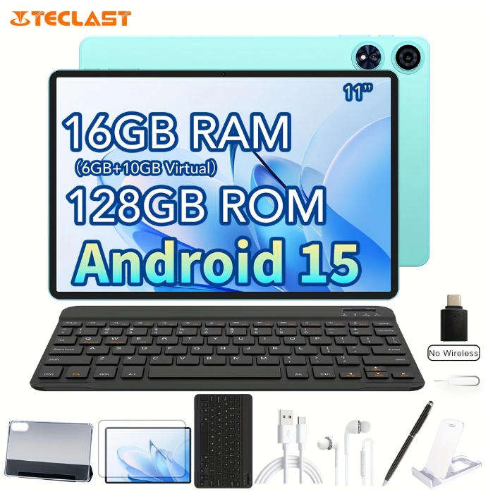 11 Inch Android 15 Tablet 16GB RAM DDR5 128GB SSD Octa-core with Accessories