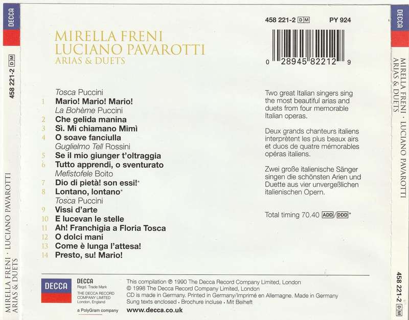 Mirella Freni / Luciano Pavarotti - Arias & Duets CD Import
