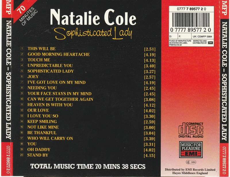 Natalie Cole - Sophisticated Lady CD Import