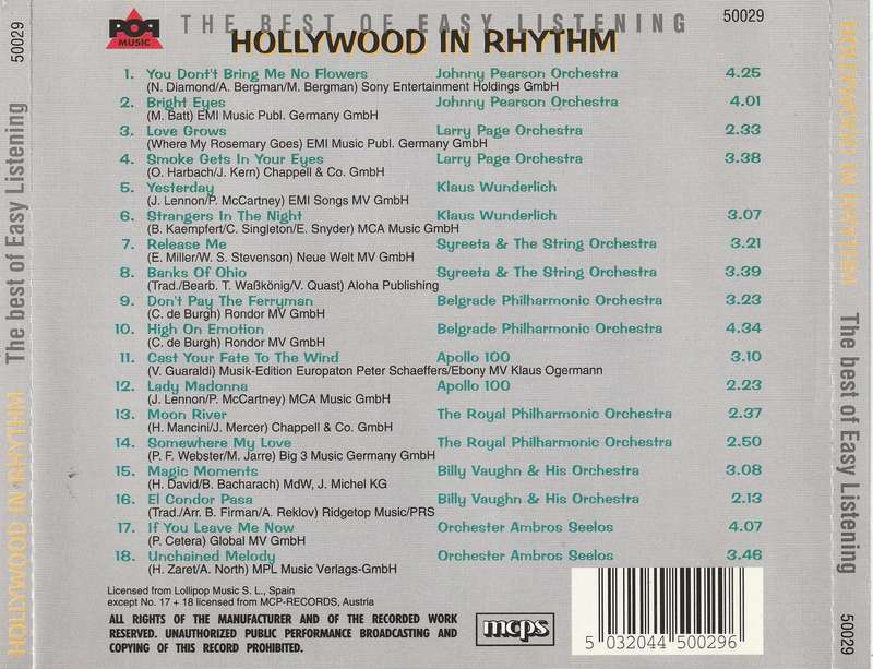 Billy Vaughn,Ambros Seelos,Klaus Wunderlich  Hollywood In Rhythm - Best of Easy Listening CD Import