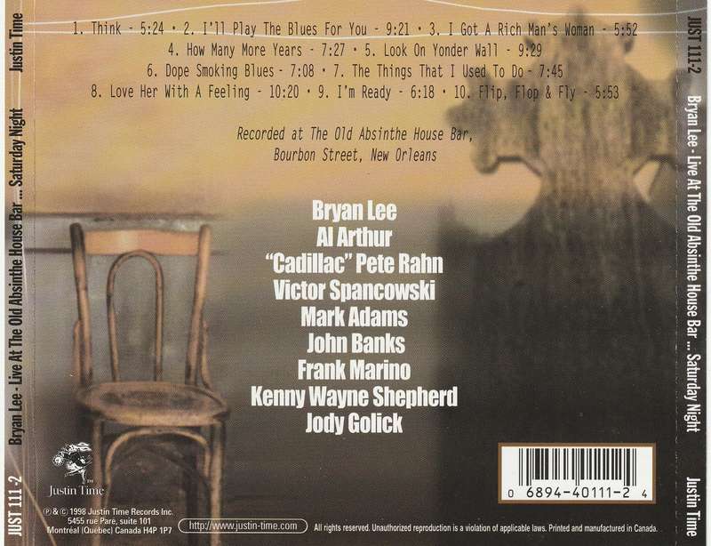 Bryan Lee - Live At the Old Absinthe House Bar ... Saturday Night CD Import