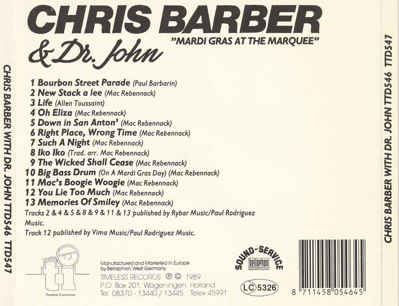 Chris Barber & Dr. John - Mardi Gras At the Marquee CD Import