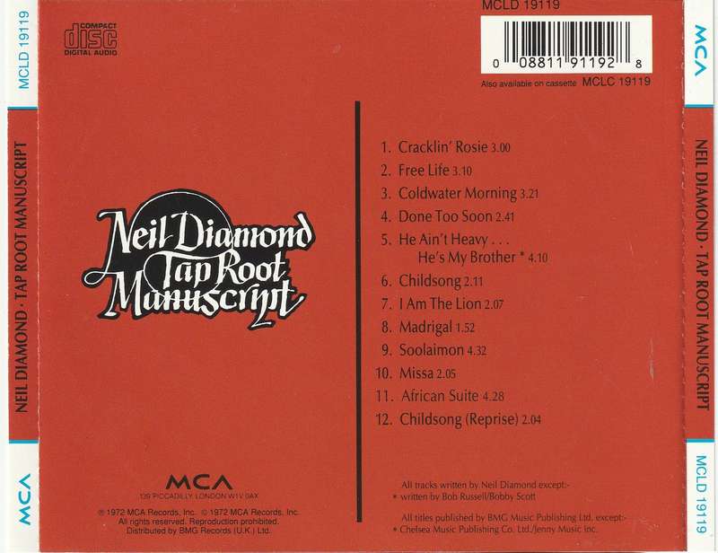 Neil Diamond - Tap Root Manuscript CD Import