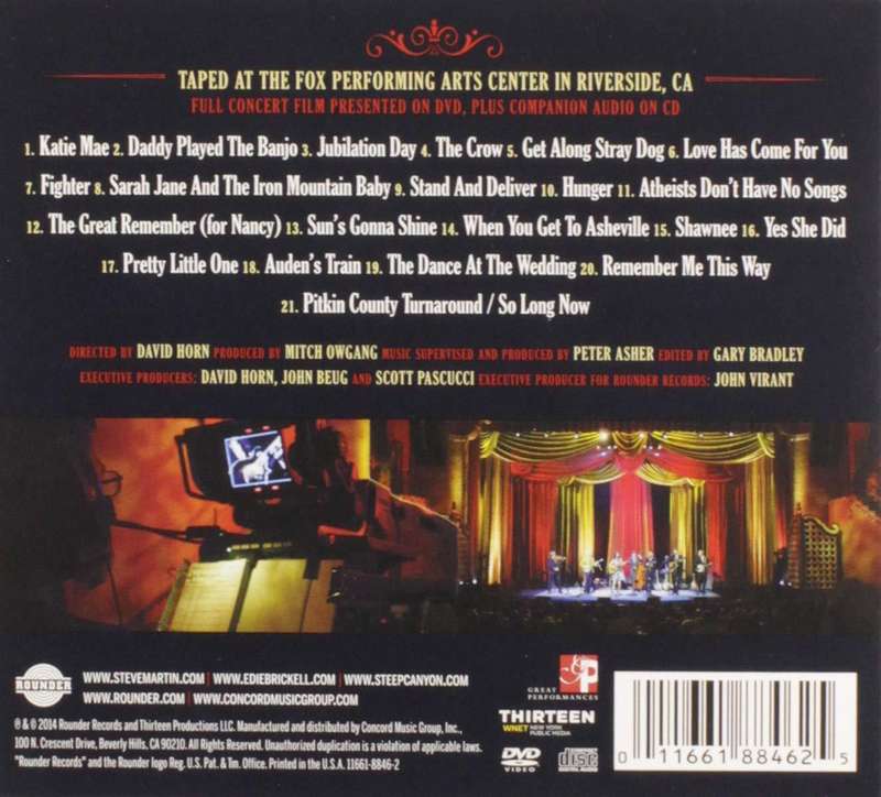 Steve Martin, Edie Brickell & Steep Canyon Rangers - Live CD & DVD Import Digipak