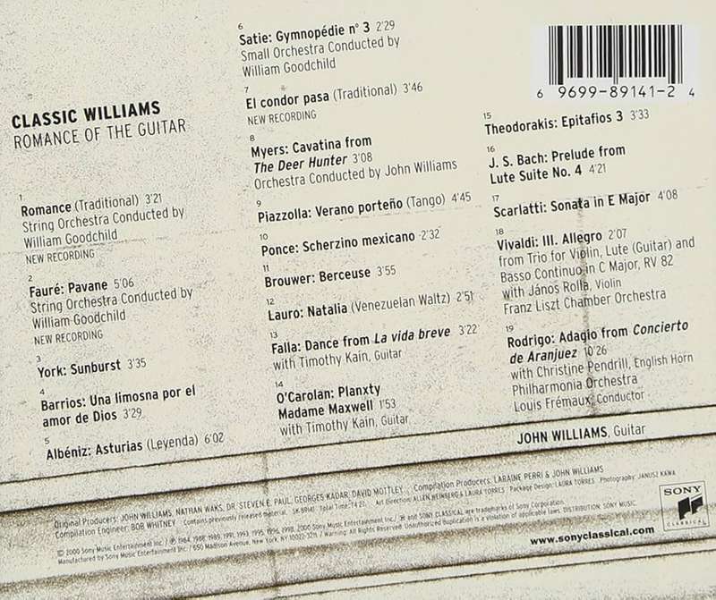 John Williams - Classic Williams: Romance of the Guitar CD Import