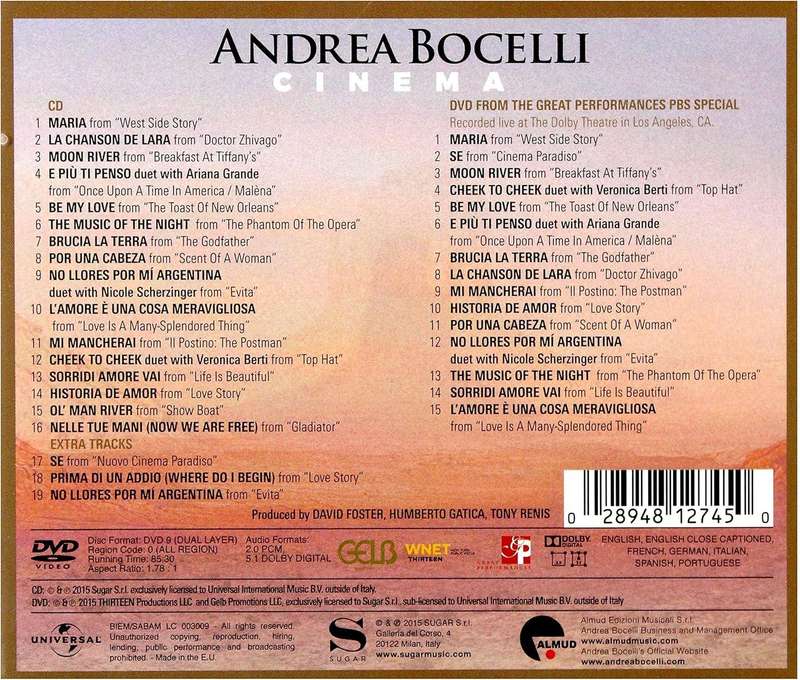 Andrea Bocelli - Cinema CD & DVD Import Sealed