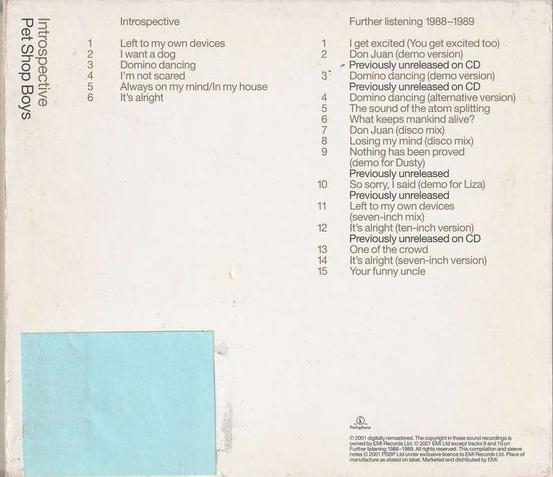 Pet Shop Boys - Introspective / Further Listening 19881989 Double CD Import