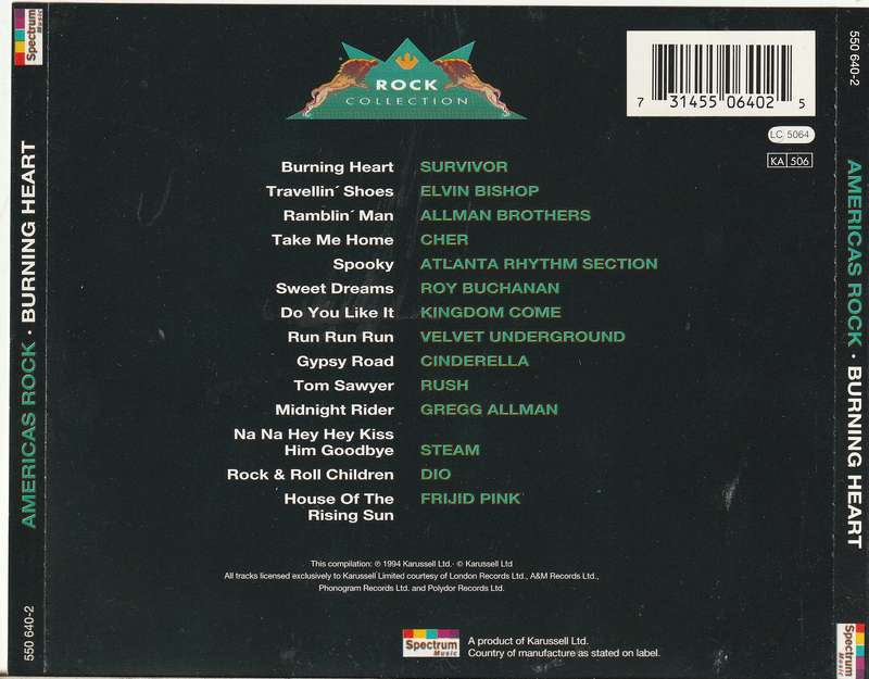 Various - Americas Rock - Burning Heart CD Import