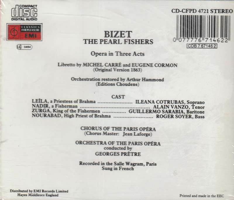 Bizet - The Pearl Fishers Double CD Import Sealed